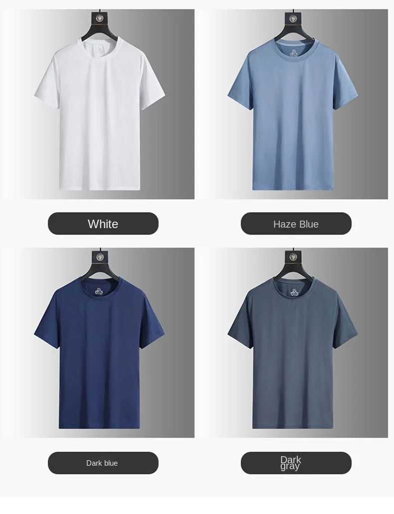 NASA GISS Bull Running Capacity Round Neck Mesh Ice Silk Short Sleeve T-shirt for Men's Summer Thin Loose Sports Quick Drying Br