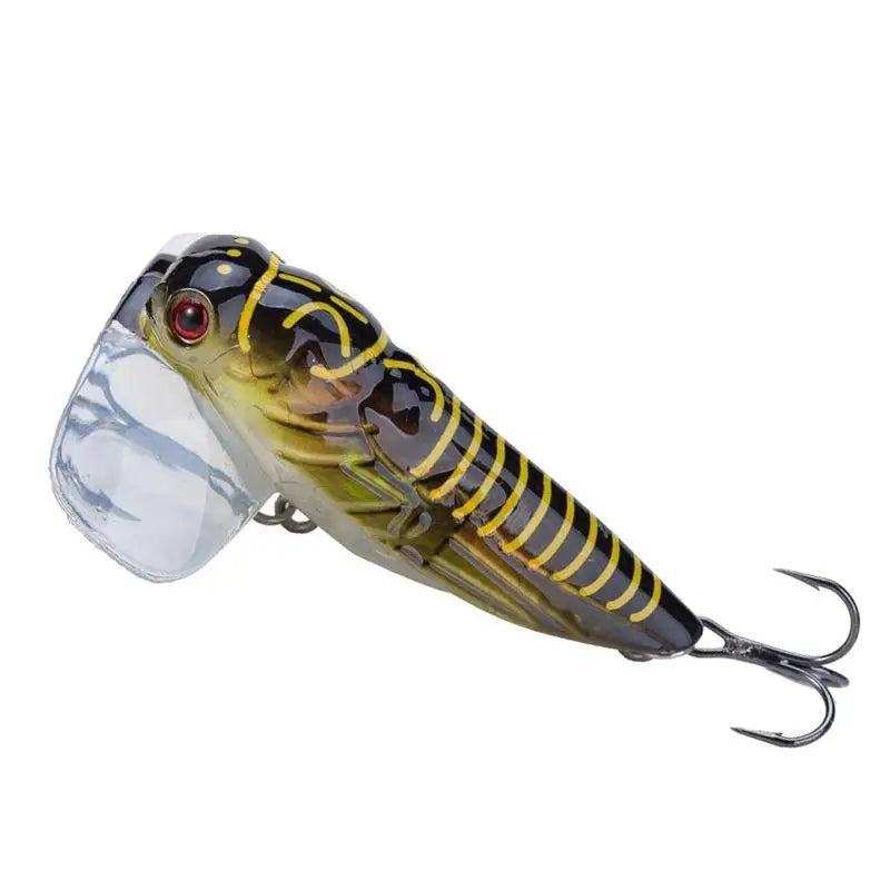 2PCS Fishing Lure High Quality Insect Artificial Bait Floating Popper Topwater Stomach Cicada