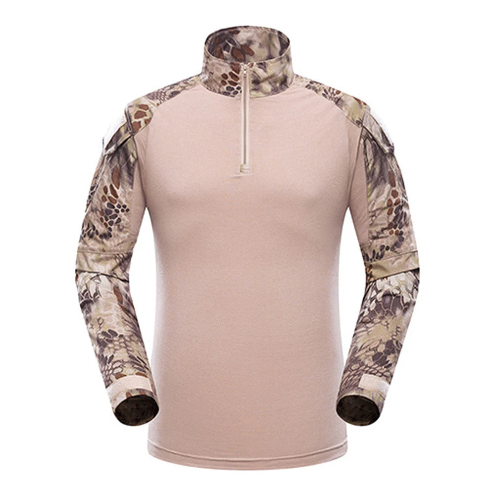 Outdoor Tactical Hiking T-Shirts Men Combat Camouflage Long Sleeve Hunting Training Climbing Shirt Cotton Sport Clothes
