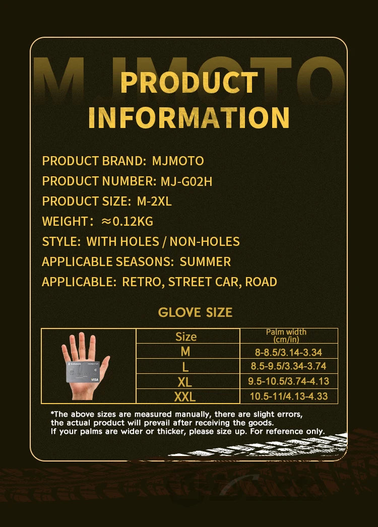 Summer Half Finger Motorcycle Gloves Retro Black Leather Motorbike Racing Gloves Motocross Moto Biker Cycling Fingerless Gloves