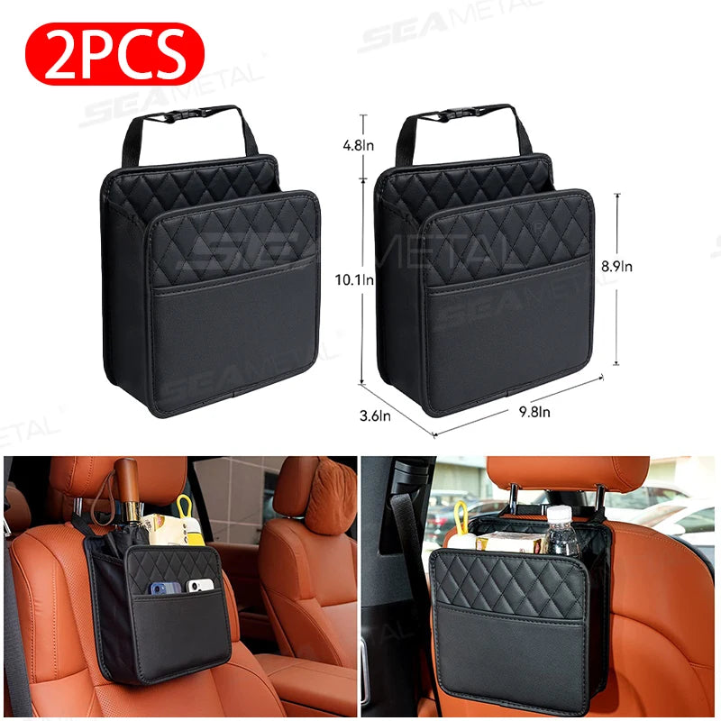 BLALION Multifunctional Car Seat Storage Bag Leather Storage Bag Garbage Bag Hanging Storage Bag Suitable For Most Car Models