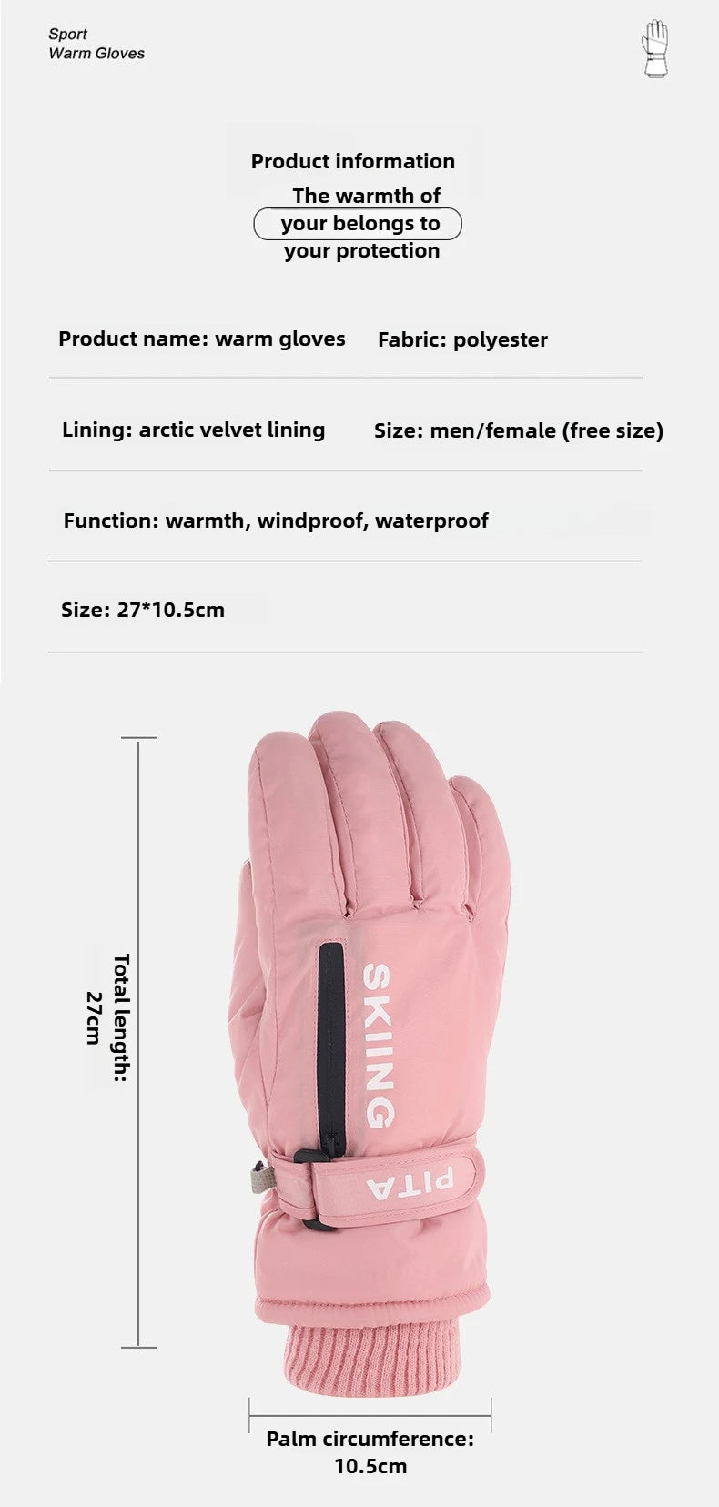 Winter Sports Gloves Non Slip Touch Ski Gloves Waterproof Pocket Snowboard Accessories Warm Men's and Women's Gloves Mittens