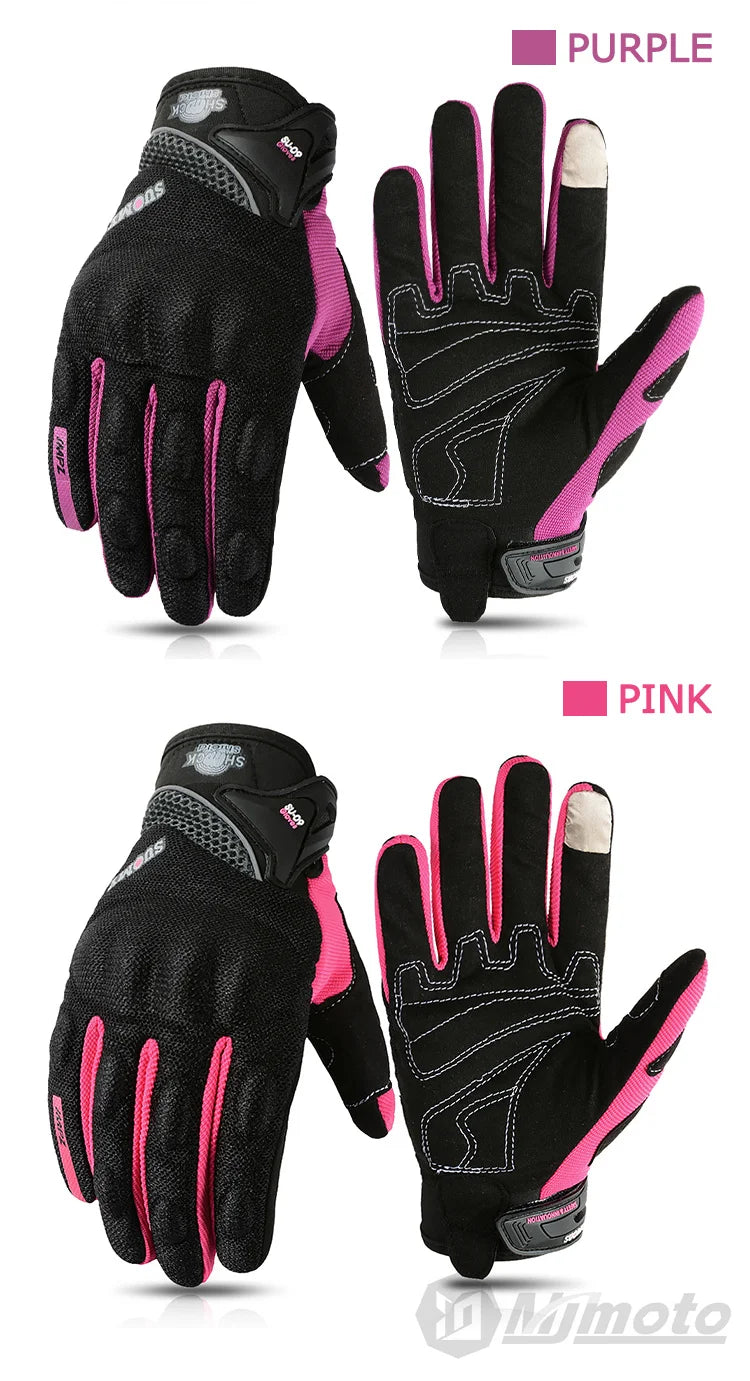 SUOMY Women Motorcycle Gloves Summer Breathable Motorbike Racing Gloves Lady Pink/Purple Motocross Gloves Touch Function