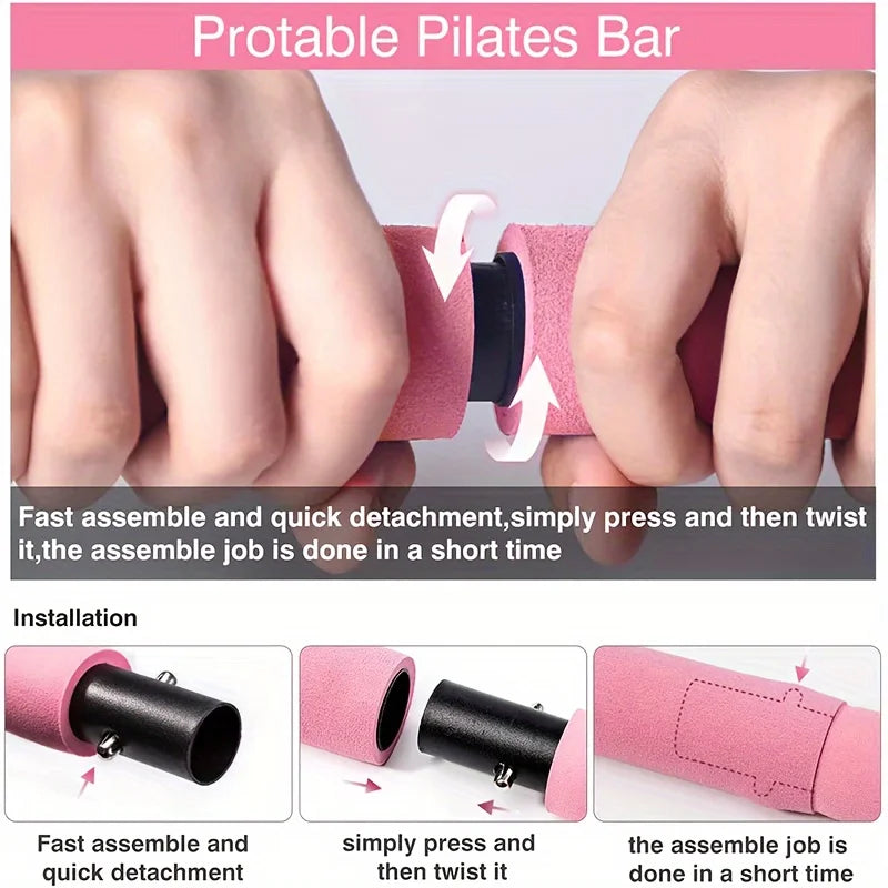 Resistance Band Portable Pilates Stick For Home Fitness, Full Body Exercise, Chest Expansion, Back Training, And Body Stretching