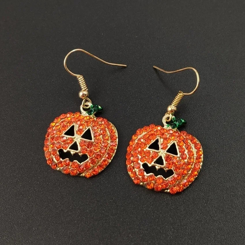 1 Pair Halloween Earrings Pumpkin Skull Metal Earrings Female Jewelry Ghost Festival Female Ear Jewelry Earring New