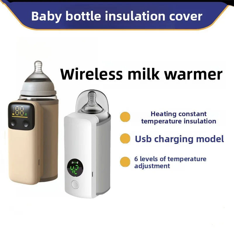 Wireless heating bottle thermos sleeve for winter hot milk and night milk artifact portable USB bottle warmer