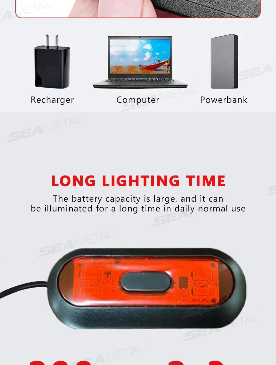 BLALION Motorcycle Helmet Light Bike Taillight Waterproof USB Rechargeable Bicycle Helmet Taillight Safety Signal Warning Lamp
