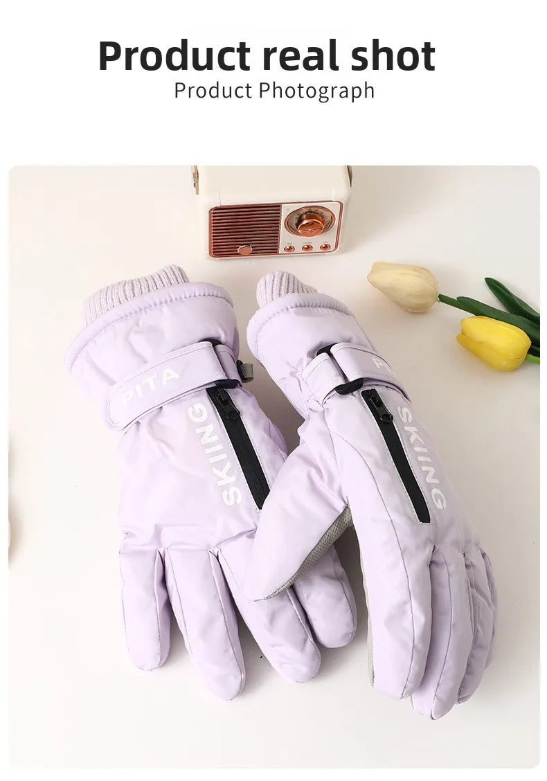 Winter Sports Gloves Non Slip Touch Ski Gloves Waterproof Pocket Snowboard Accessories Warm Men's and Women's Gloves Mittens