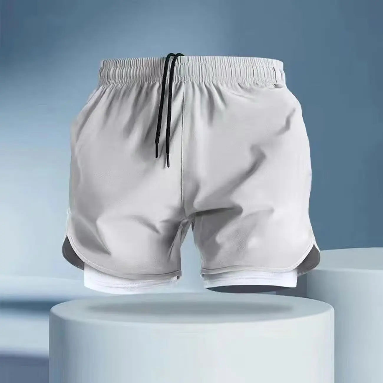 Quick drying shorts for summer men's running training, three part pants with anti glare belt lining, fitness pants