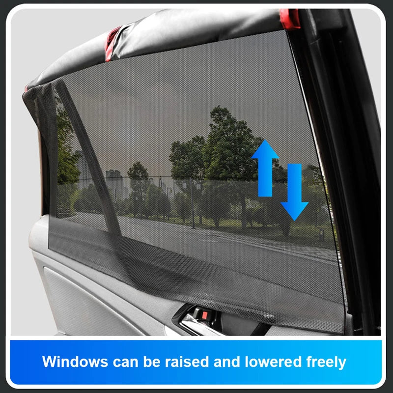 BLALION Double Layer Car Sun Shade Side Window Curtain Uv Protection Mesh Curtains Mesh Sun Shade Cover Magnetic Mosquito Net