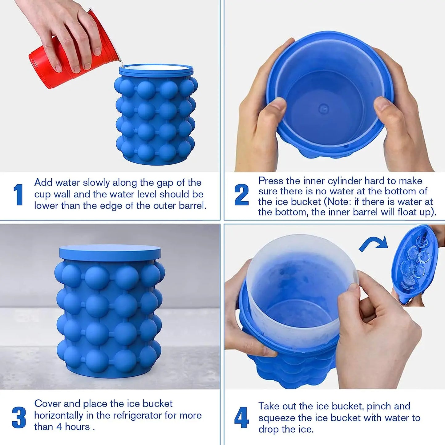 2-in-1 Silicone Bucket Ice Cube Maker Easy Freezing and Serving Perfect for Bars Clubs Essential Drinkware Kitchen Accessories