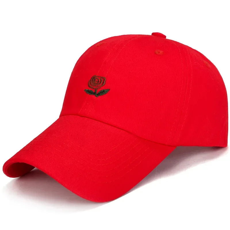Unisex Rose Embroidery Baseball Cap for Men Women Flower Cap Rapper Street Hip Pop Hats Cap Outdoor Sports Men Female Hat