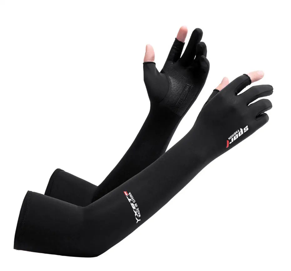 SEAMETAL Ice Silk Sun Protect Arm Sleeves High Elasticity Long Sleeves Ultraviolet-Proof Outdoor Car Driving Summer Cool Sleeve