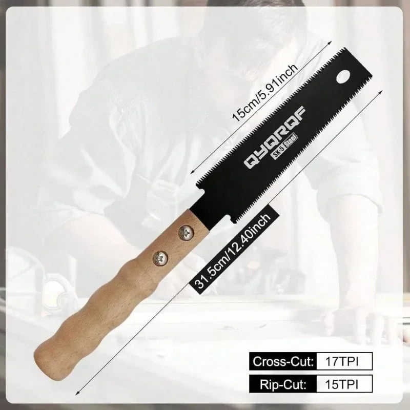 1PC Black Small Hand Saw 6 Inch Japanese Pull Saw with Double Edges 15/17 TPI Flush Cut Saw for Woodworking DIY Projects