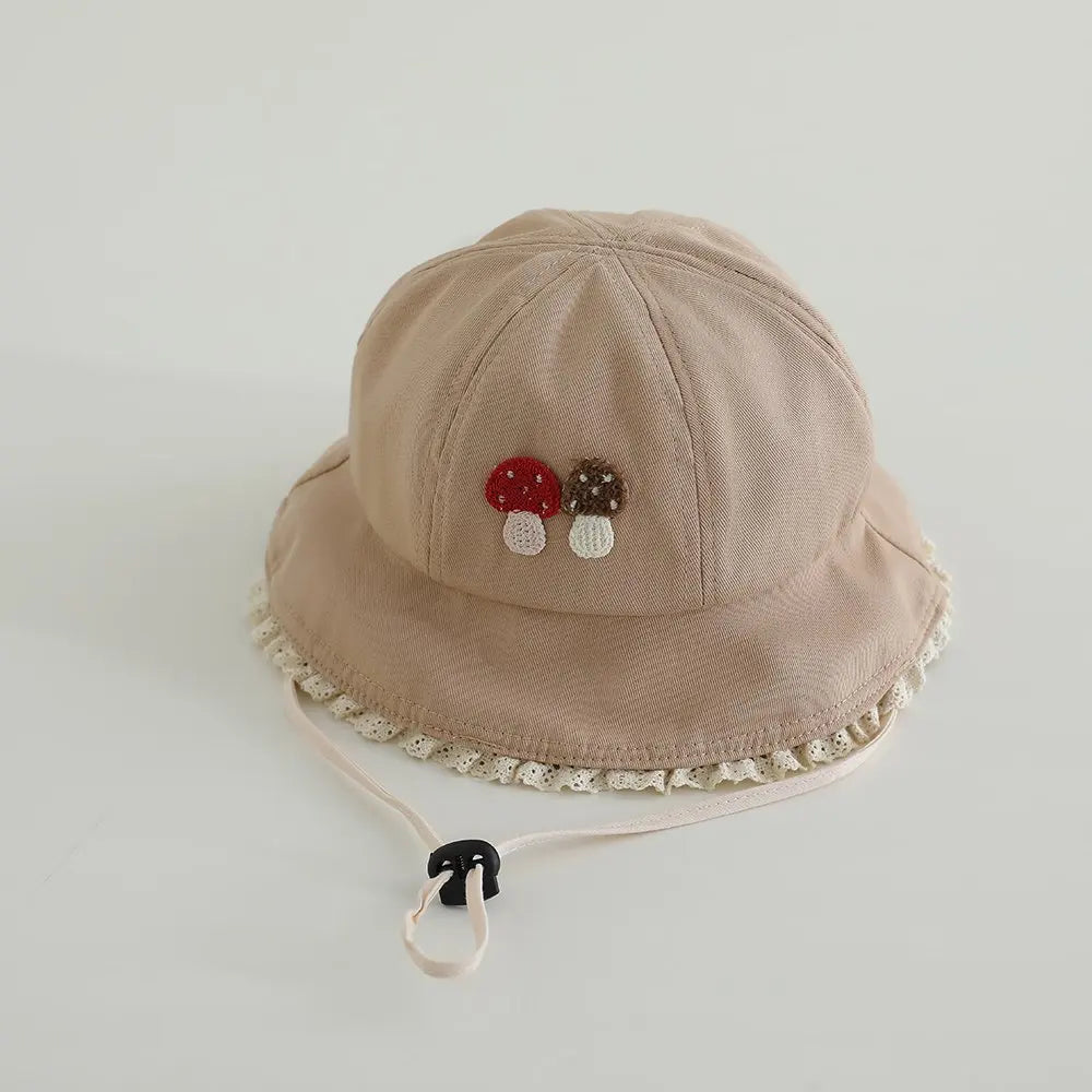 Panama Summer Small Mushroom Baby Bucket Hat for Girls Cotton Toddler Sun Cap Children Beach Sun Hat Kids UV Protection Cap