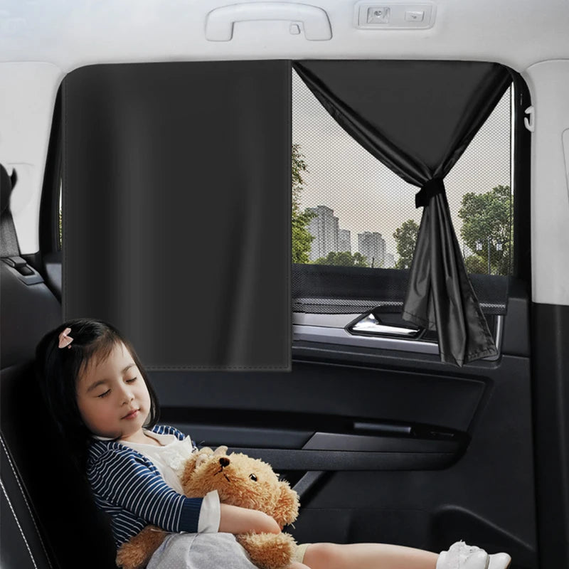 BLALION Double Layer Car Sun Shade Side Window Curtain Uv Protection Mesh Curtains Mesh Sun Shade Cover Magnetic Mosquito Net
