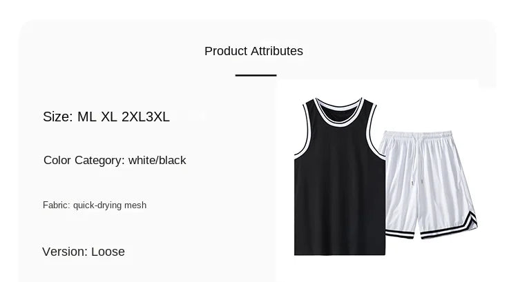 NASA GISS Summer Solid Ice Silk Tank Top Sports Set Basketball Suit Sleeveless T-shirt Shorts Large Men's Training Clothes