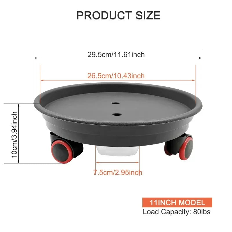 1pc Plant Caddy with Wheels 11.8" Plant Stand Heavy Duty Plant Dolly with Water Container