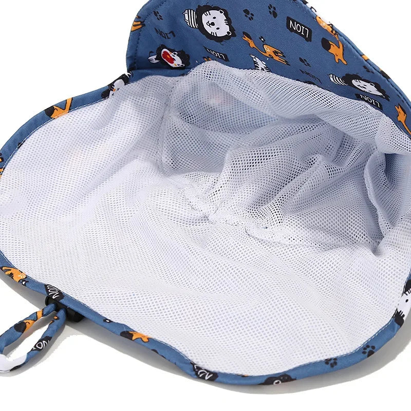 New Panama Summer Baby Bucket Hat for Boys Girls Cartoon Breathable Mesh Children's Beach Shawl Sun Hat Kids UV Protection Cap