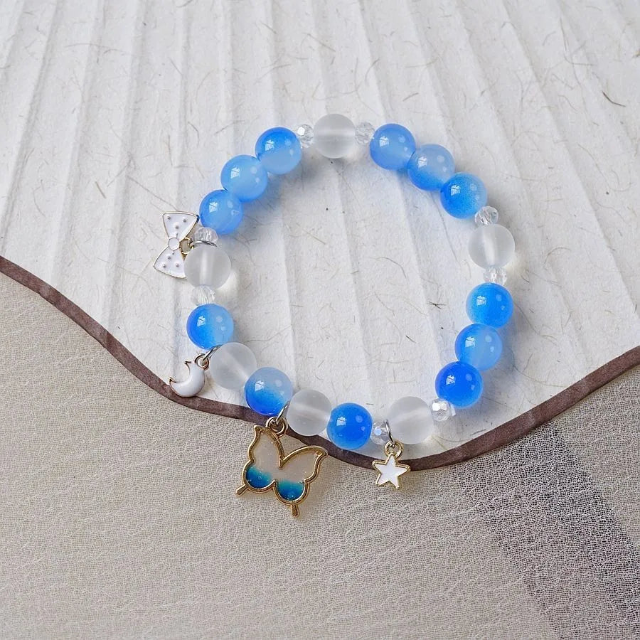 Luminoso Das Crianças Fofo Relógio Borboleta Padrão Silicone Quartzo Da Moda Conta Bracelete Conjunto