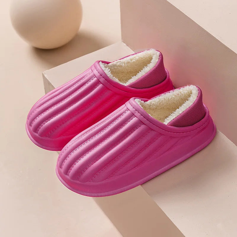 Winter Warm Cotton Slippers for WOMEN'S Home Wear, Thickened Waterproof, Snow Proof, Warm and Minimalist Couple Cotton Shoes