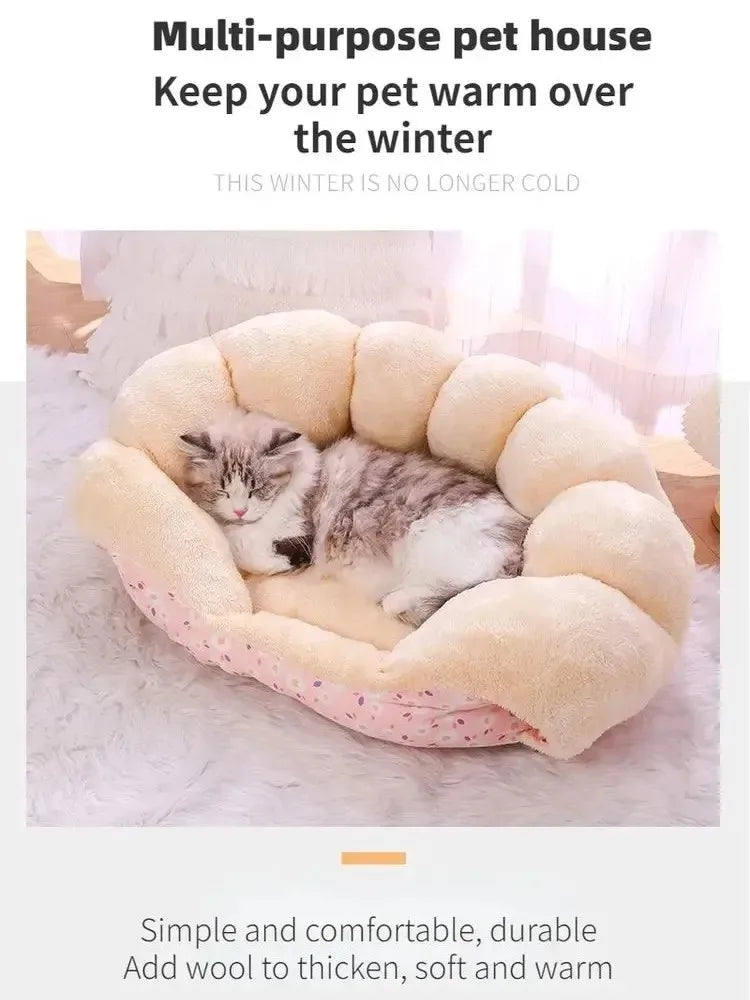 Pet Supplies for Winter Bed Cats Cartoon Kitten Warm Accessories Fluffy Plush Beds Goods House Accessory Basket Dog Puppy All