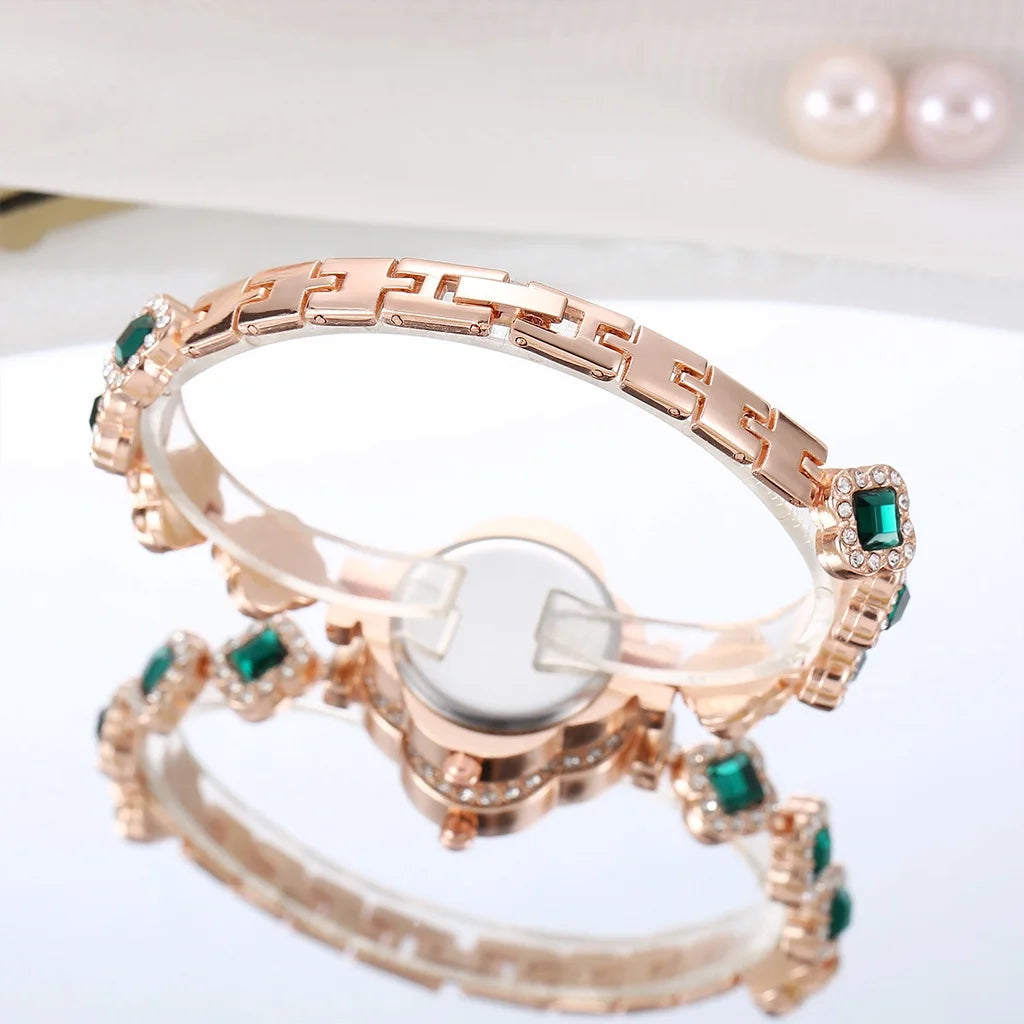 Kegllect Women Watch Vintage Set Diamond es Small Green Wrist No Box