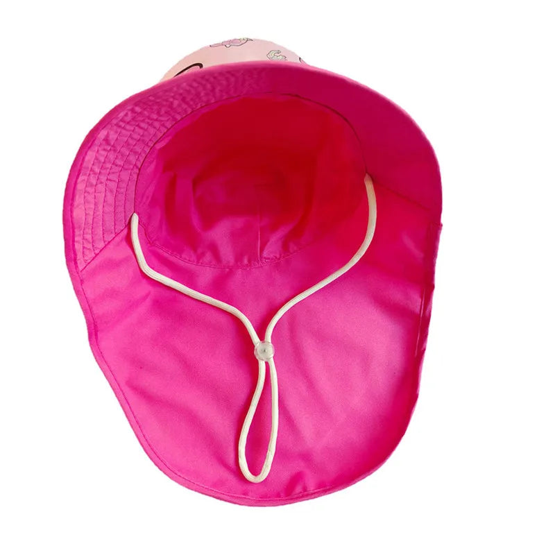New Summer Baby Bucket Hat for Boys Girls Cartoon Children's Fisherman Hat Autumn Panama Kids Wide Brim Beach Shawl Sun Hat