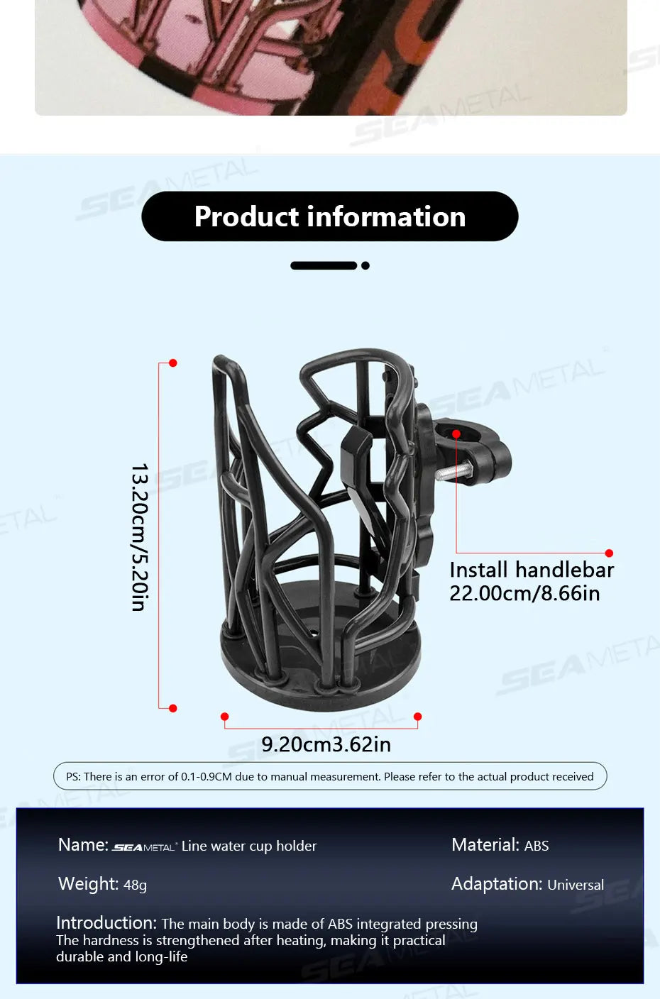 BLALION Motorcycle Universal Drink Holder Bike Water Cup Bottle Holder Handlebar Bottle Holder ABS Water Bottle Cage Accessory