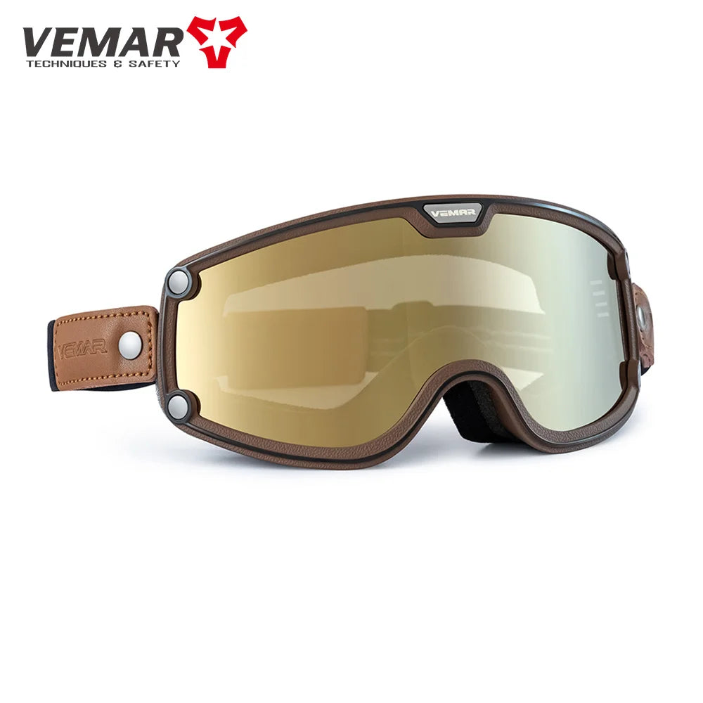 VEMAR Retro Motorcycle Goggles Windproof Anti-fog Glasses For Motorcycle Helmet Moto Sports Cycling Cafe Racer Chopper Goggles