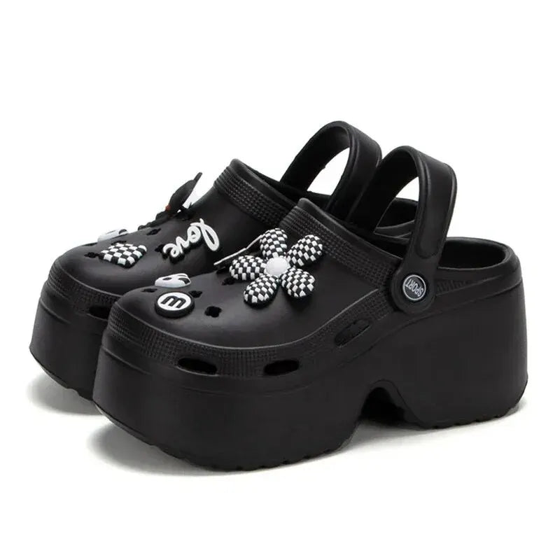 Women Chunky Platform Sandals 2024 Summer Soft Thick Sole Diy Clogs Garden Shoes Woman Closed Toe Non-Slip Beach Slides Sandals