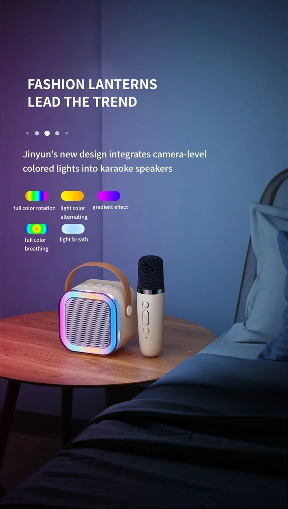 Bluetooth Speaker K12 Portable Karaoke Machine 5.3 PA System With 2 Wireless Microphones Home Family Singing Children's Gifts
