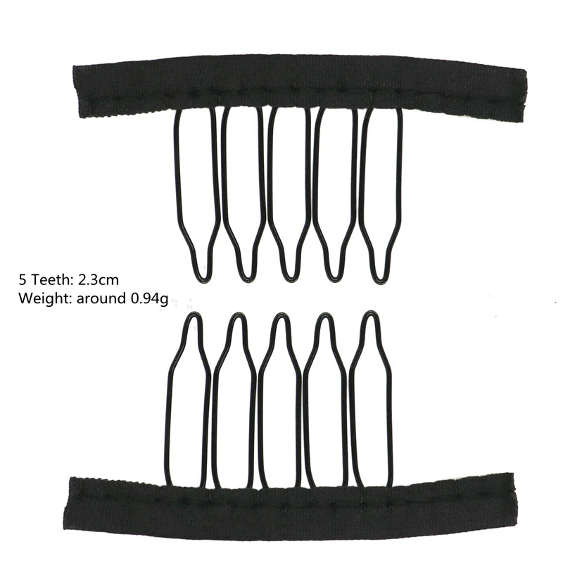 10Pcs Wig Combs To Secure Wig 4-7Teeth Wig Comb Wig Clips With Cloth For Making Wig Caps Steel Material Clips Combs