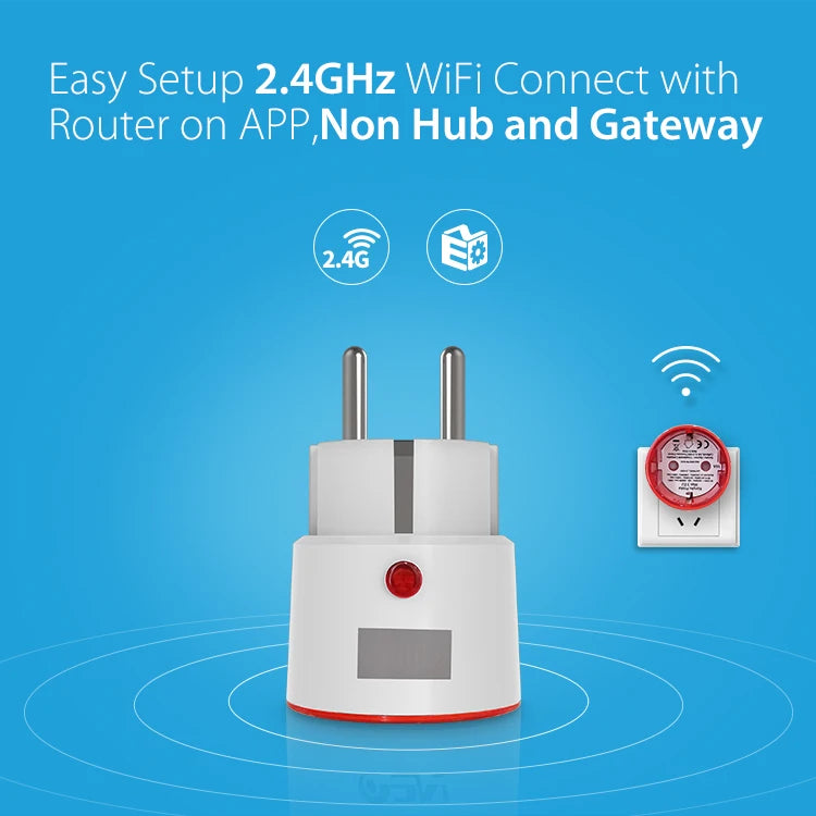 Tuya WiFi Smart Plug Socket EU 16A with Power Monitoring Timing Voice Control Works with Alexa Google Home Smart Life