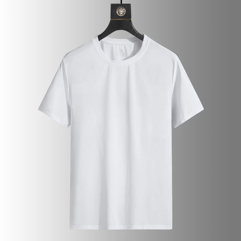 NASA GISS Bull Running Capacity Round Neck Mesh Ice Silk Short Sleeve T-shirt for Men's Summer Thin Loose Sports Quick Drying Br