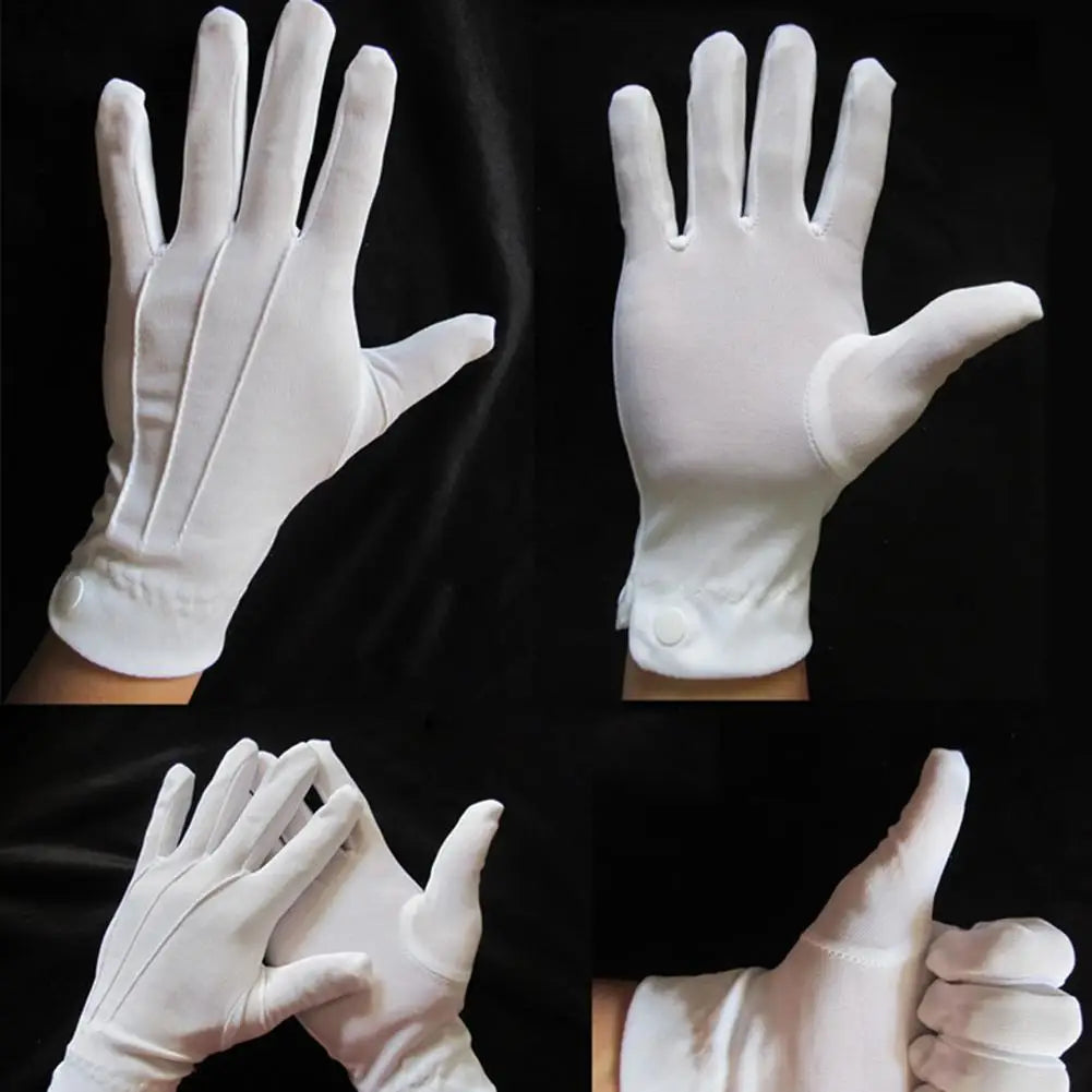 Fashion Design 1 Pair White Dress Gloves White Honor Guard Parade Santa Lady Men Check Hot Sale Solid Color Dress Gloves