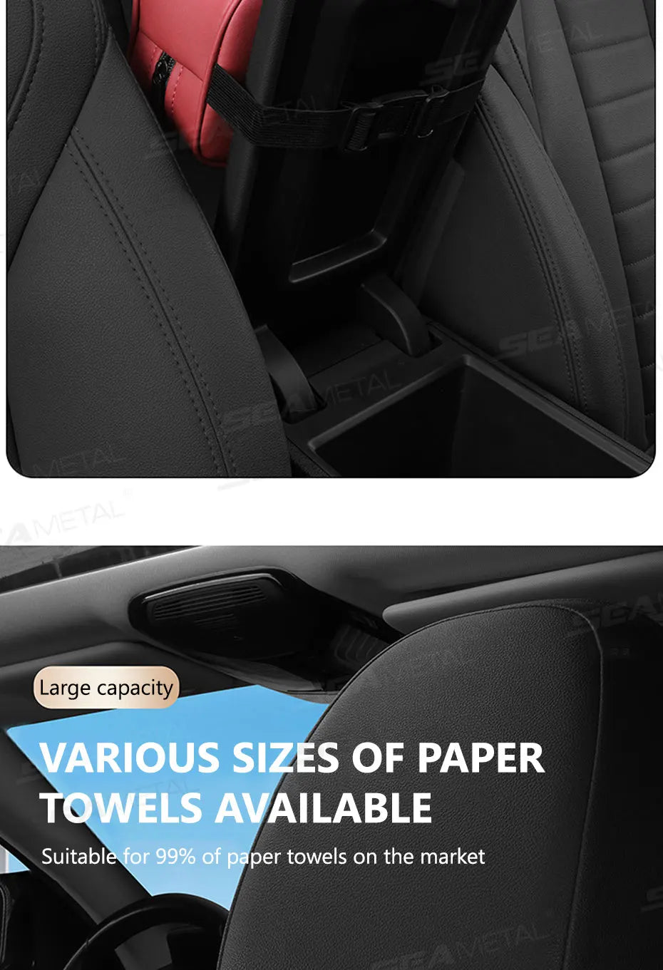 BLALION Car Tissue Box Holder Nappa Leather Car Center Console Armrest Napkin Box Sun Visor Backseat Tissue Case with Fix Strap