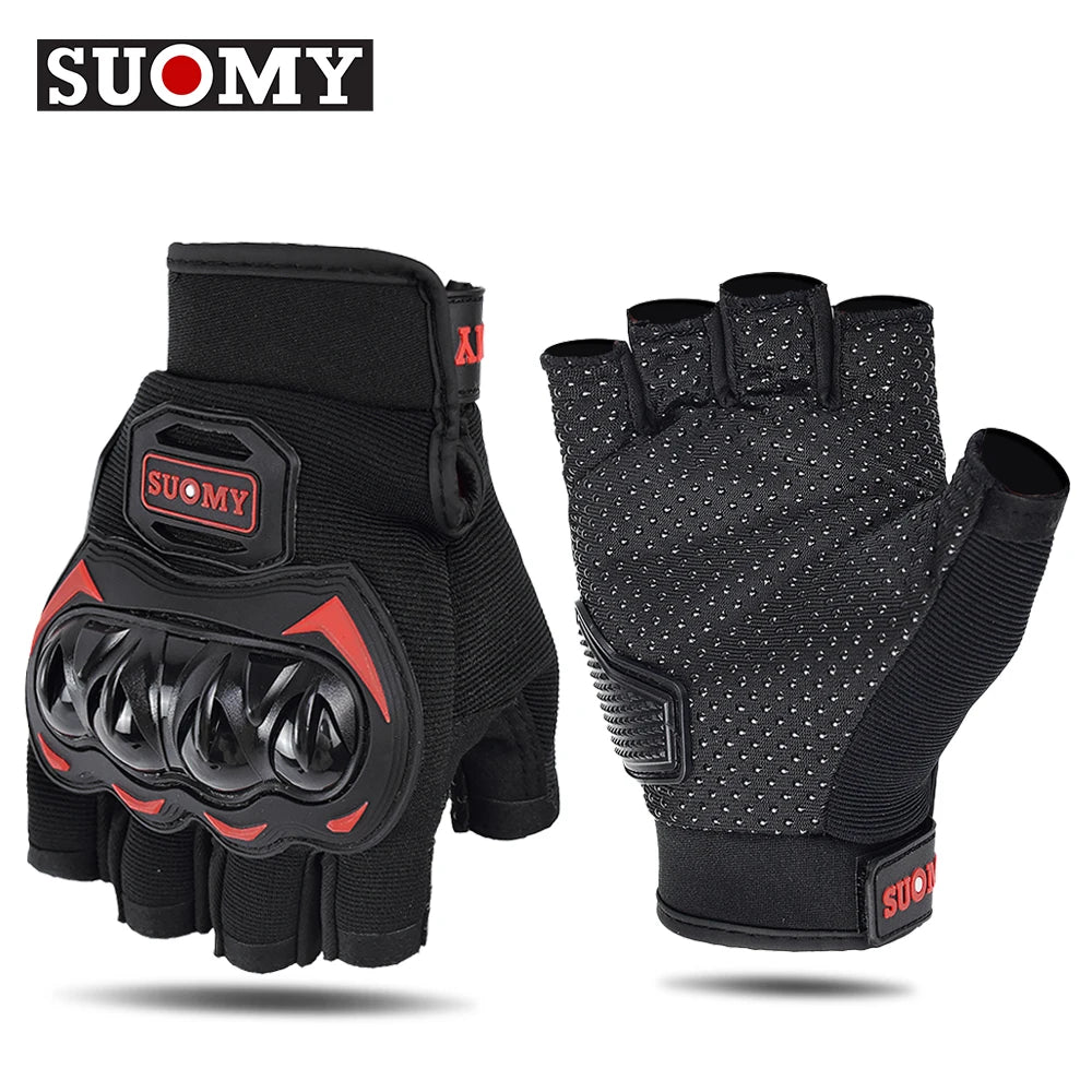 SUOMY Summer Half Finger Motorcycle Gloves Shockproof Non-slip Motocross Racing Fingerless Gloves Moto Biker Cycling Gloves