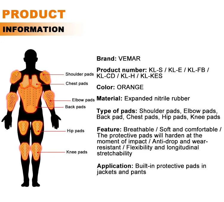 CE Certification Motorcycle Protectors Built-In Motorbike Jacket's Back Pads Motocross Knee Elbow Pads Moto Protective Gear