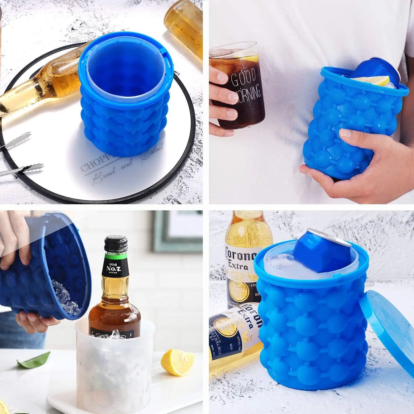 2-in-1 Silicone Bucket Ice Cube Maker Easy Freezing and Serving Perfect for Bars Clubs Essential Drinkware Kitchen Accessories