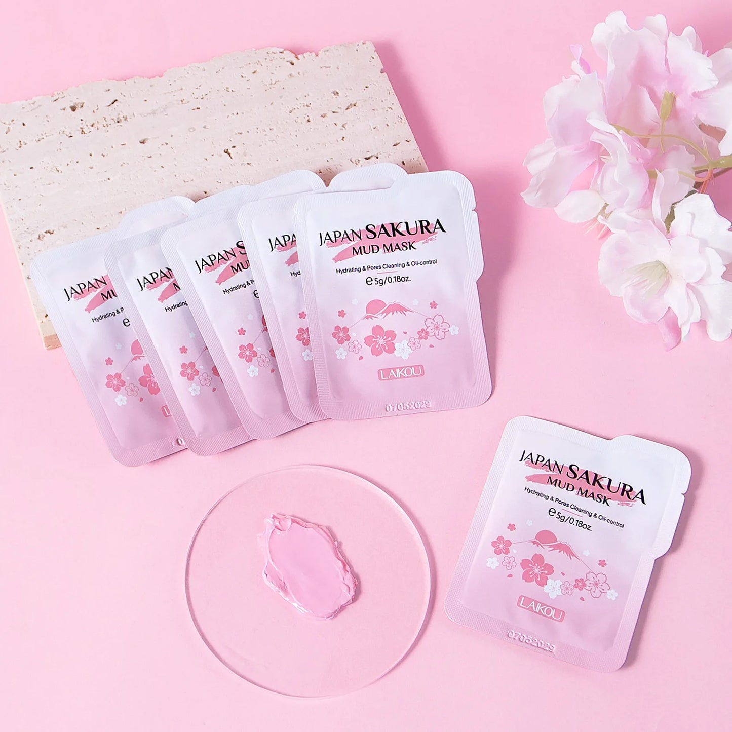 LAIKOU Japan Sakura Solid Mask Deep Cleansing Oil Control Balance Antioxidan Shrink Pores Remove Blackheads Mud Mask 5g