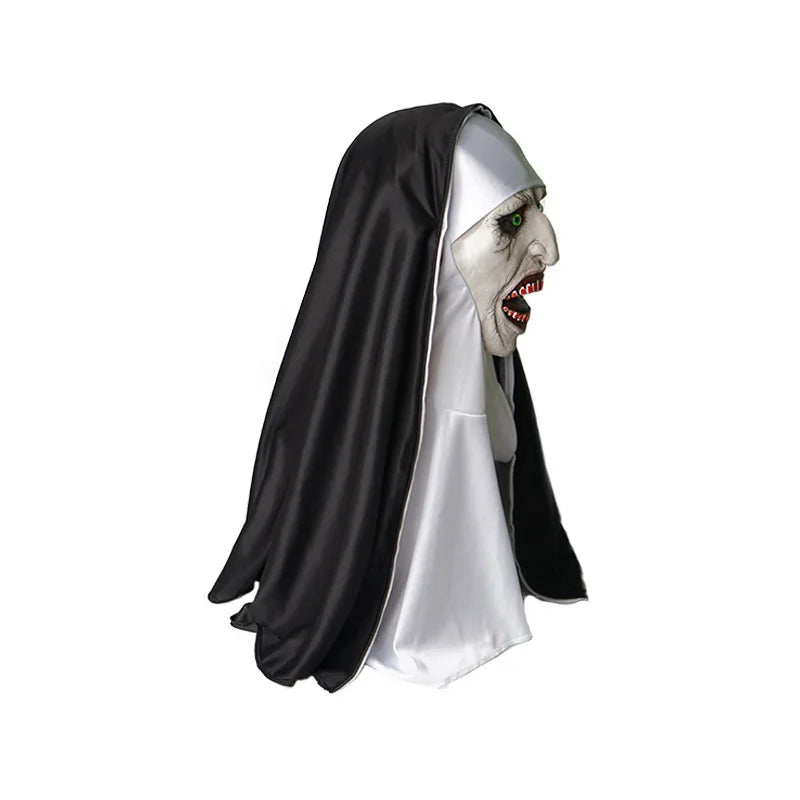 The Horror Scary Nun Latex Mask w/Headscarf Valak Cosplay for Halloween Costume