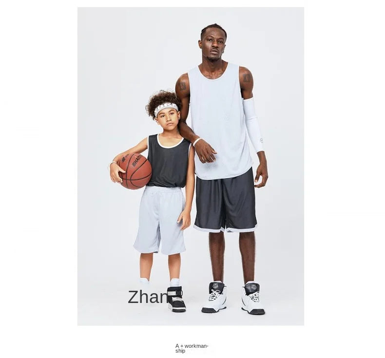NASA GISS Double sided Basketball Suit Ice Silk Sports Set Men's Summer Quick Drying Men's Running and Fitness Sleeveless T-shir