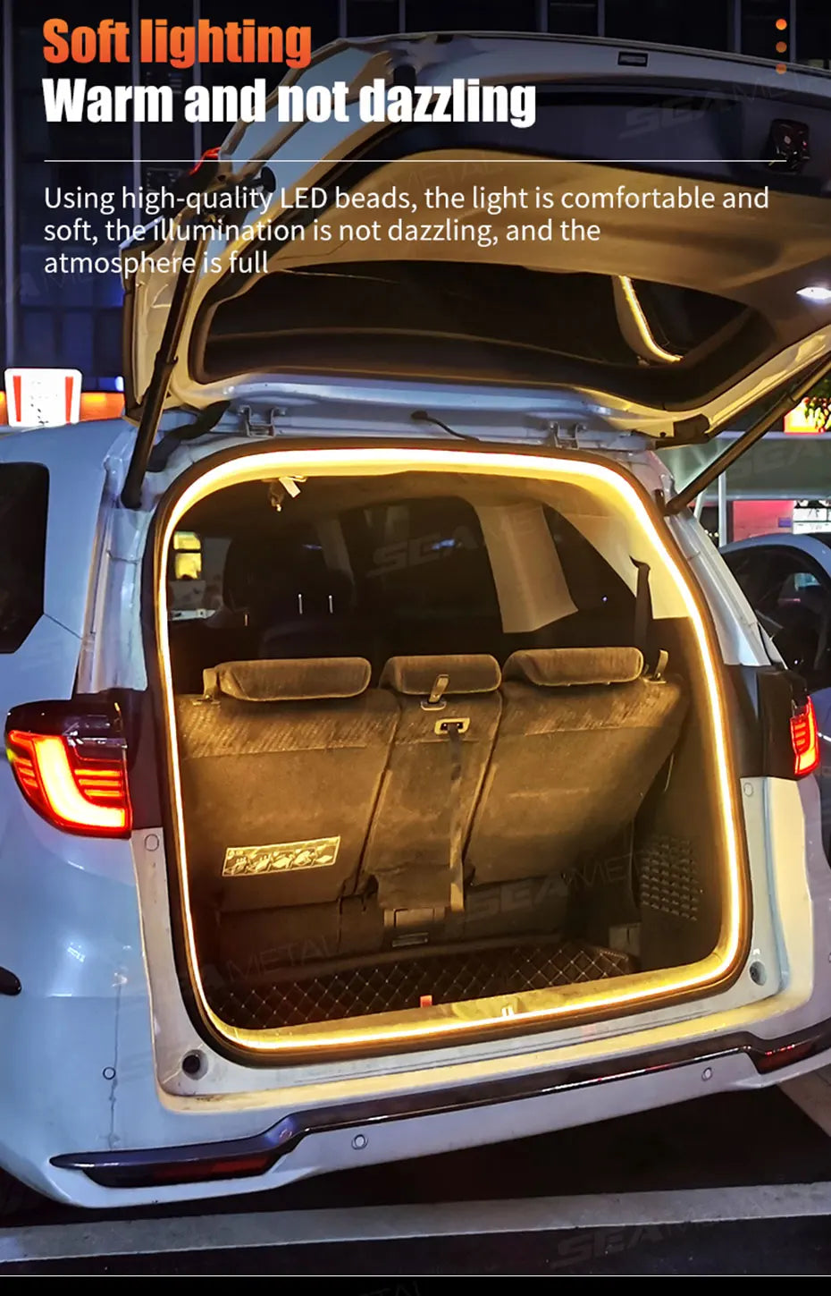 BLALION Car Trunk Dynamic Flowing Light Strip Automatic On/Off Scanning Lamp Flexible Waterproof Light Strip Hidden Installation