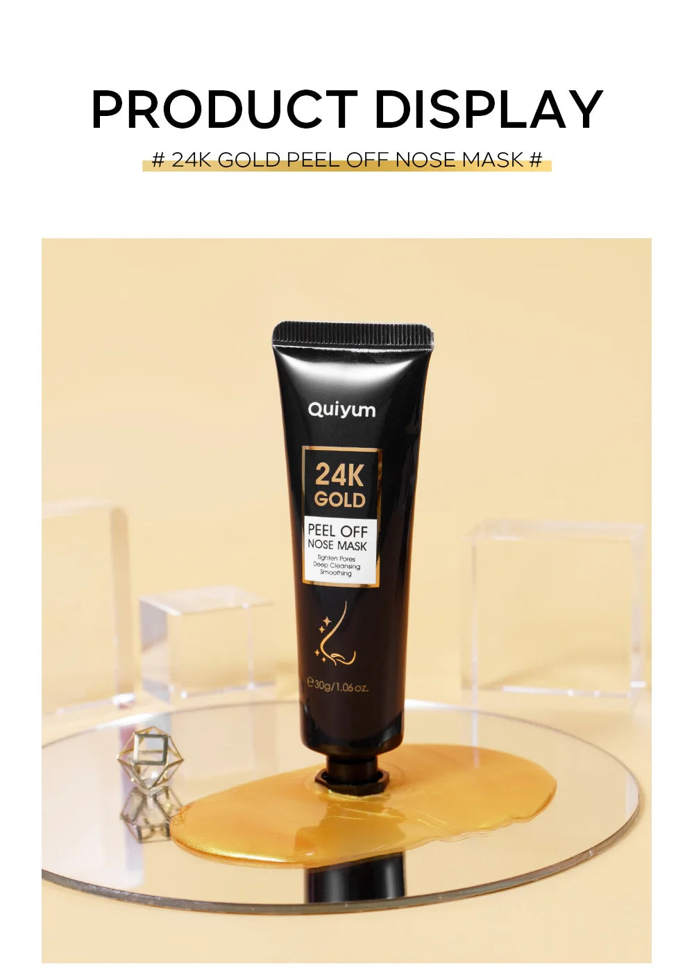 24K Gold Blackhead Remove Mask Peel Nasal Strips Deep Cleansing Shrink Pore Nose Black Head Remove Even Skin Tone 30g