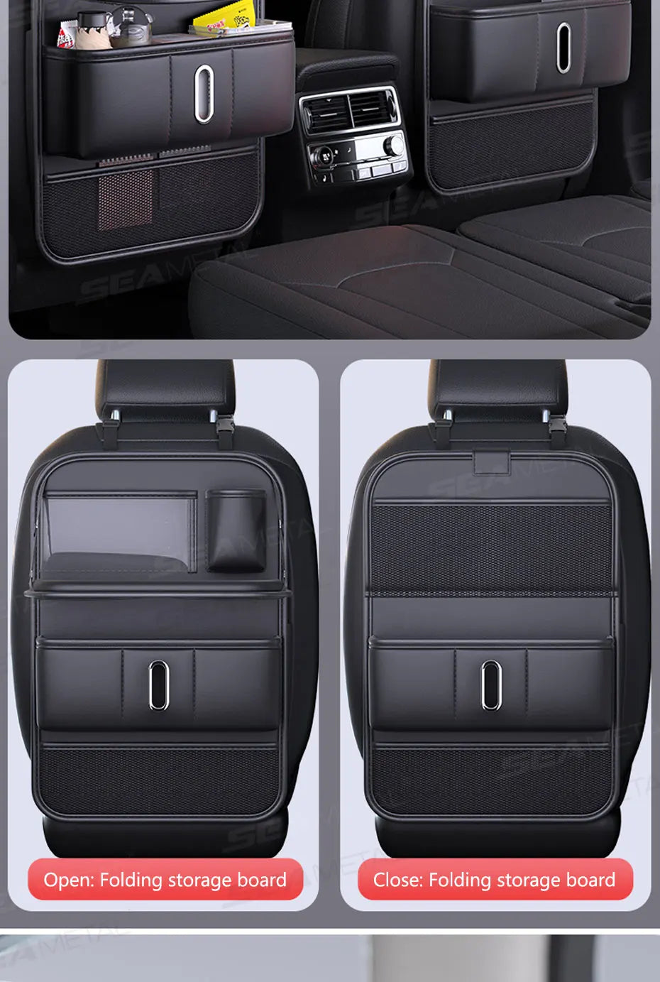 BLALION Car Seat Back Organizer with Foldable Table Tray Cup/Tissue Holder Storage Pocket Anti-Kick Pad Interior Accessories