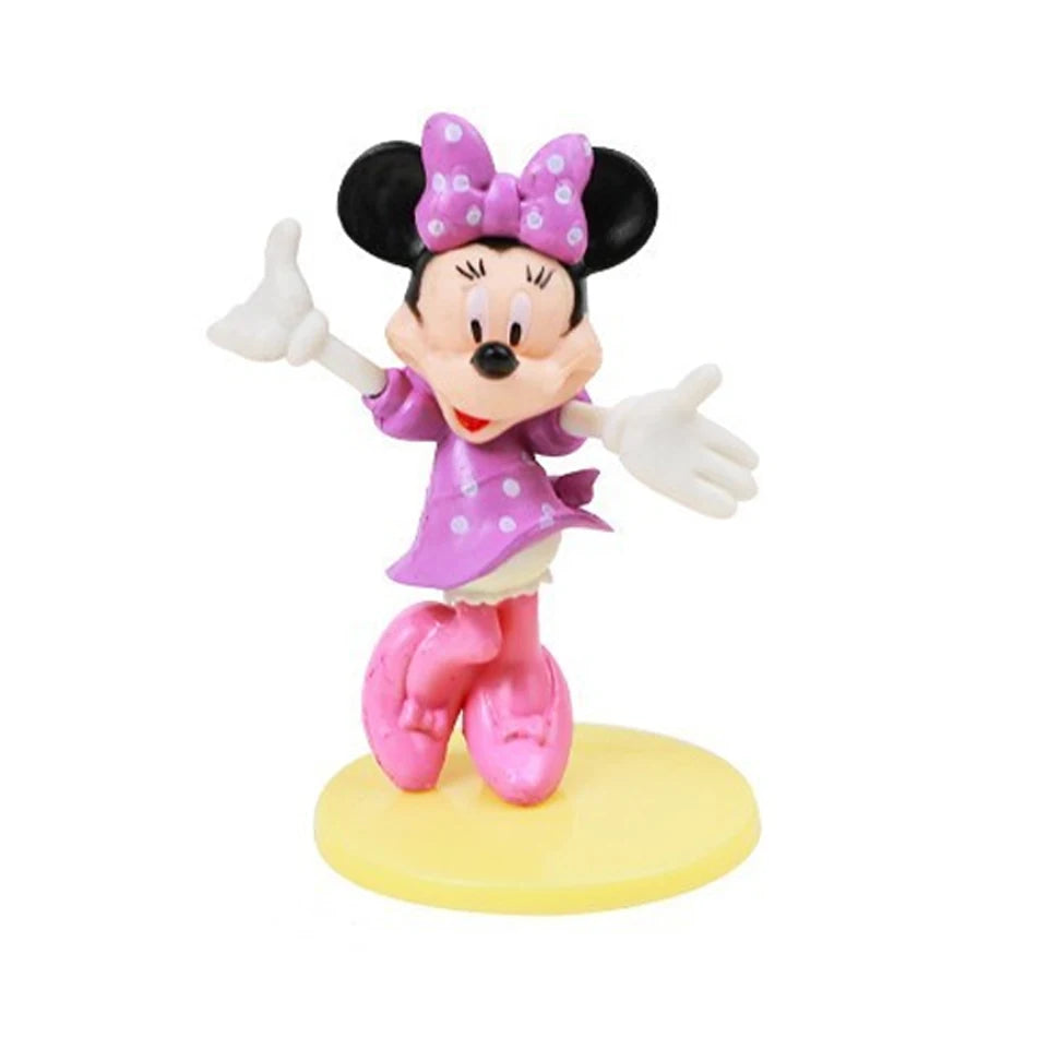 6Pcs/Set Disney Cartoon Action Figure Doll Anime Mickey Mouse Minnie Donald Character Model Toy Car Decoration Kids Xmas Gifts