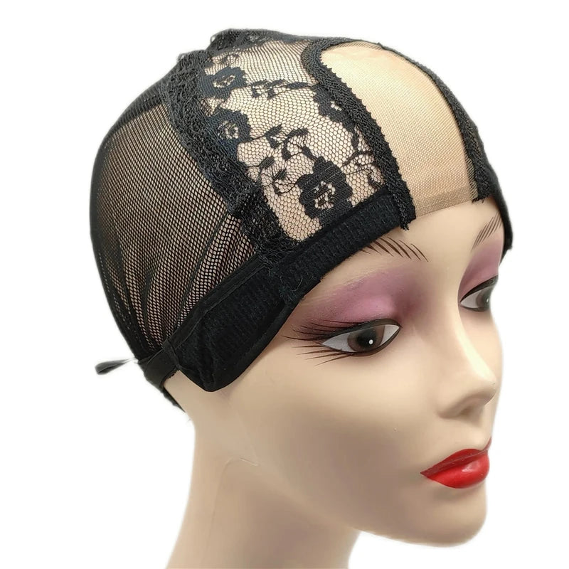 1PC Adjustable 2X4 Inch U Part Wig Hairnets For Making Wigs Black Color mesh wig cap