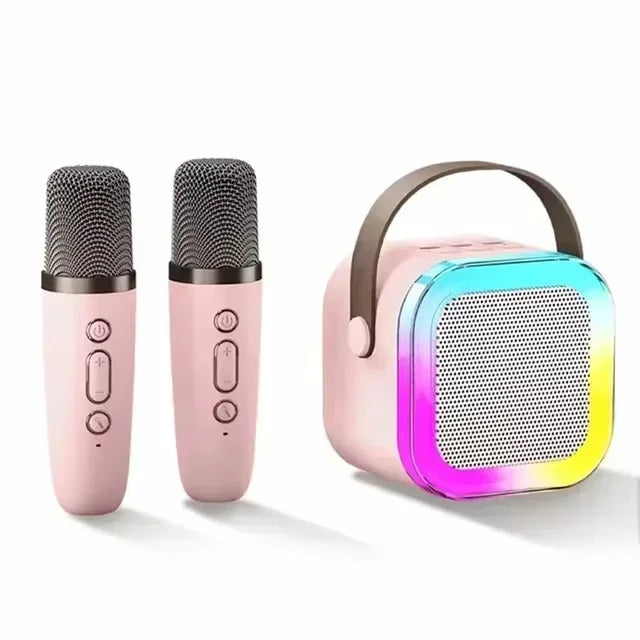 Bluetooth Speaker K12 Portable Karaoke Machine 5.3 PA System With 2 Wireless Microphones Home Family Singing Children's Gifts
