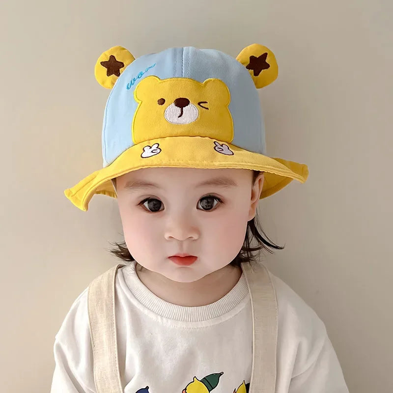 Baby Boy Sun Hat Kids Summer Fisherman's Hat Baby Girls Sun Cap Cute Bear Cartoon Frog Children Bucket Hat